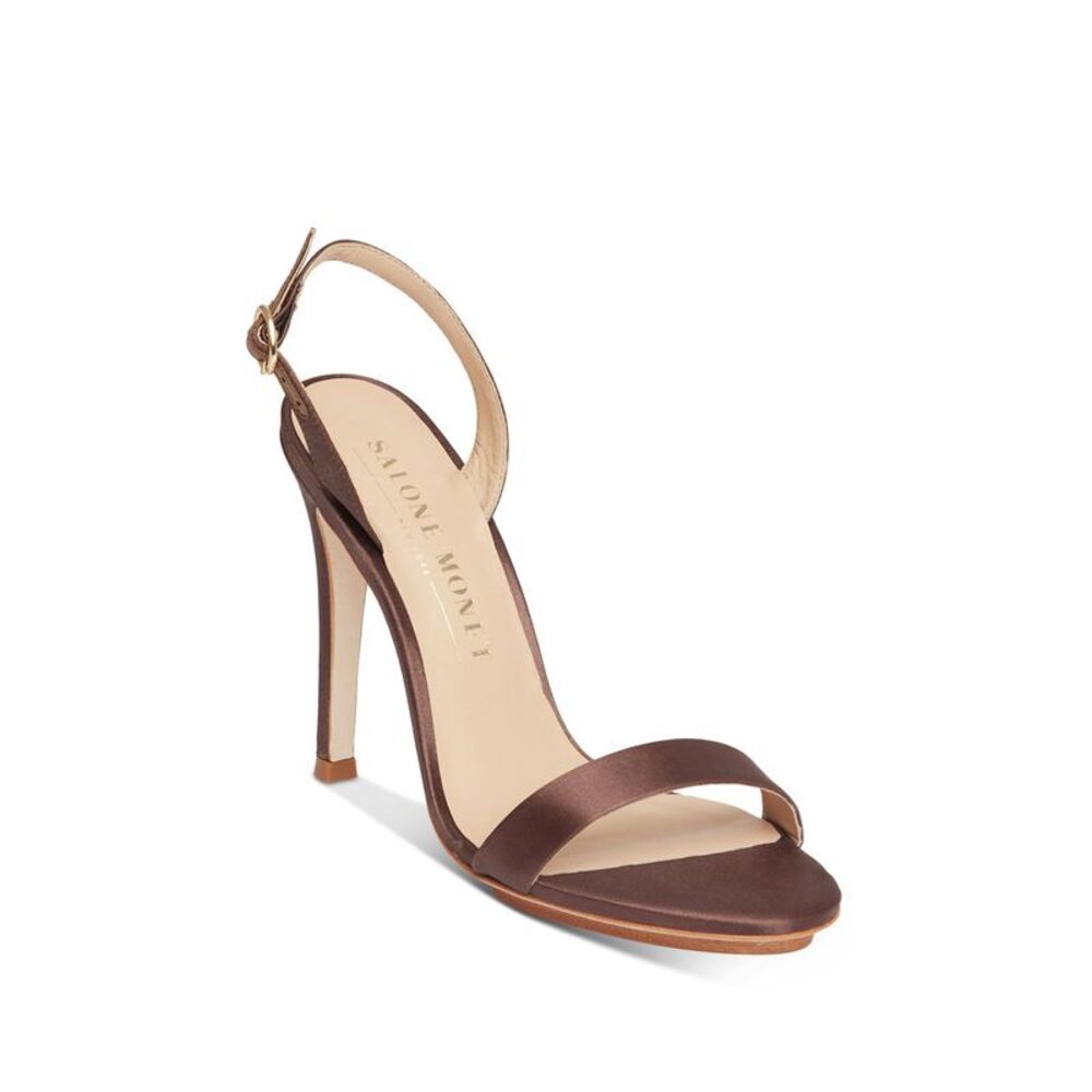 SALONE MONET Womens Brown Padded Sable Round Toe Stiletto Slingback Sandal 7 M